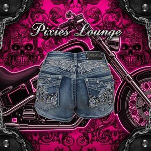 Platinum Plush Free Rider Motorcycle Rhinestone Shorts